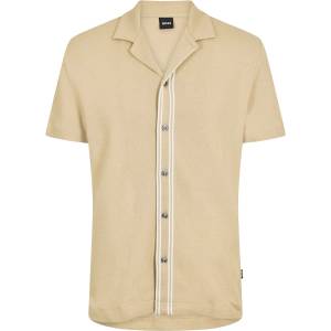 HUGO BOSS Риза с къс ръкав Boss Mens BOSS BLACK Pasini Short Sleeve Collared Shirt with Contrast Trim - Beige 286
