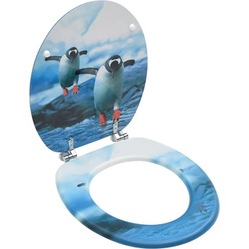 Image 1 of vidaXL WC тоалетна седалка с капак, МДФ, дизайн пингвини (146910)
