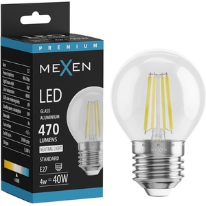 Mexen Vintis LED нажежаема крушка E27, G45, 4W, Неутрална - 4000K, 470 lm, прозрачна - (L156-E27-0440-00)