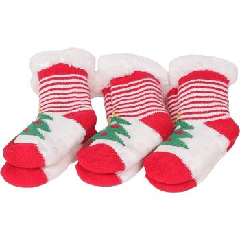 Image 1 of Коледен комплект бебешки чорапки в червено и бяло с елхичка