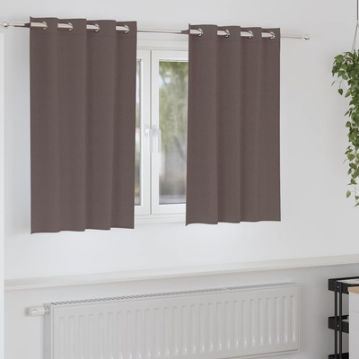 vidaXL Завеси за затъмняване с пръстени 2 pcs Тъмен кафяв 140 x 140 cm (4107333)
