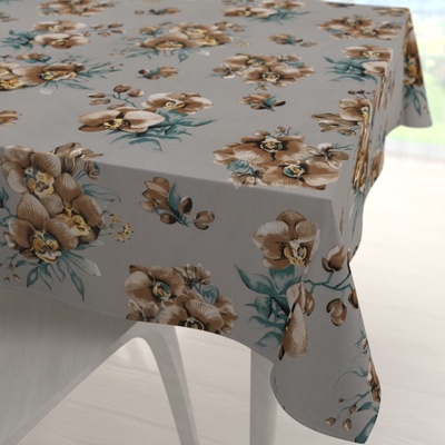 Biante bavlna čtvercový ubrus Sandra SA-622 Hnědé orchideje na šedém 110x110 cm