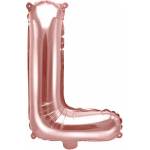 PartyDeco Балон от фолио Mini - Буква L 35см розово златен