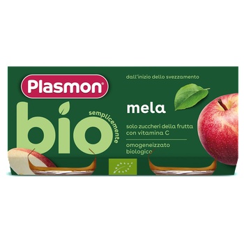 Plasmon БИО Плодово пюре Ябълка 6м+ 2х80г