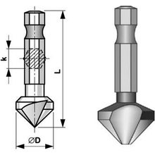 Bučovice Tools Kuželový záhlubník tříbřitý 90° bit D10,4 HSS - BU844-104