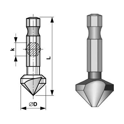 Bučovice Tools Kuželový záhlubník tříbřitý 90° bit D10,4 HSS - BU844-104