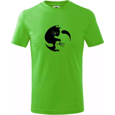 Mačka Jin jang tričko detské Apple Green