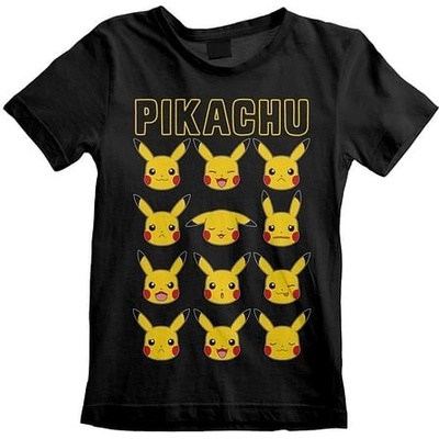 CurePink dětské tričko pokémon Pikachu Faces černá – Zboží Dáma