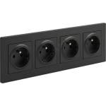 Legrand - Домашна розетка с 4 гнезда и рамка NILOE STEP 250V черна (LR0033F)