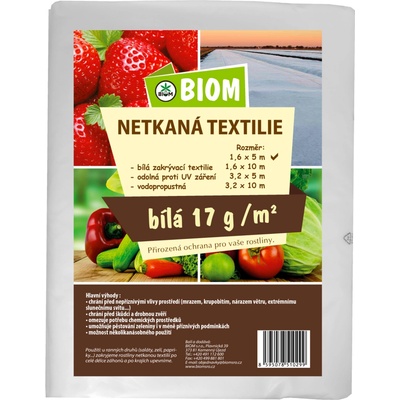 Biom netkaná textílie 1,6 x 5 m 17 g/m² bílá
