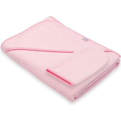 New Baby Dětská froté osuška s kapucí BASIC 100x100 ružová