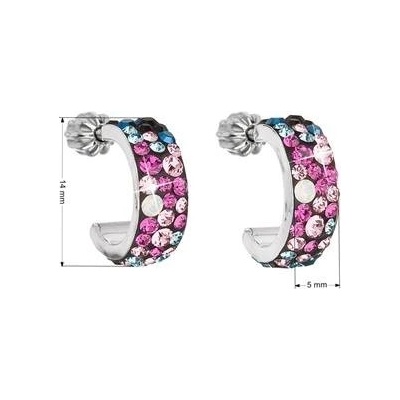 Pavona stříbrné kruhy s krystaly Crystals from Swarovski Galaxy 31118.3 Galaxy