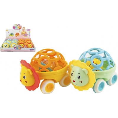 Teddies Chrastítko autíčko zvířátko plast 14cm na volný chod Zelená