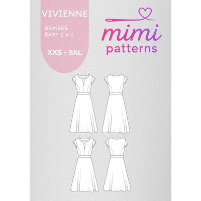 Dámský střih na šaty Vivienne 2v1, el. formát | MIMI patterns - síť XXS - 5XL (A4) domácí tisk – Zbozi.Blesk.cz