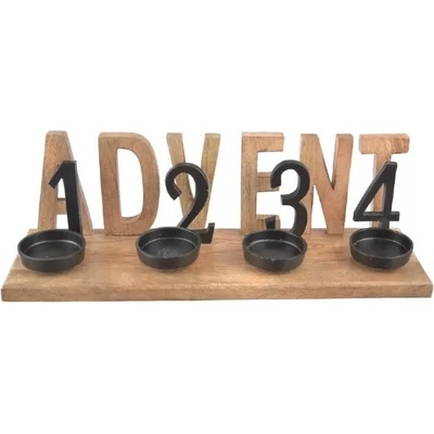 Svícen mango/kov ADVENT 50x14,5x16 cm