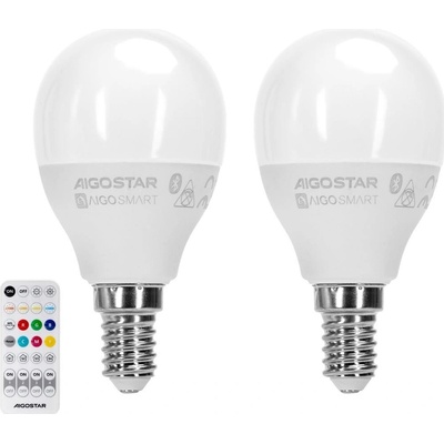 Aigostar B.V. SADA 2x LED RGBW Stmív. žárovka MESH Smart E14/6,5W/230V 2700-6500K - AI1819