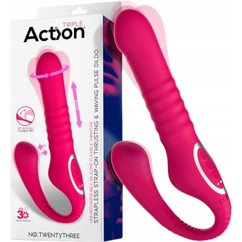 Action Strapless Strap-On Thrusting & Waving Pulse Triple