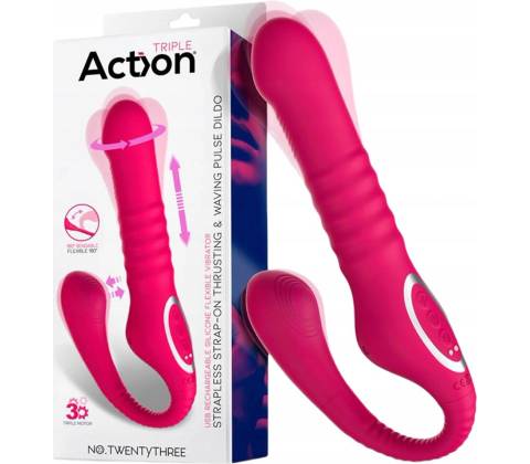 Action Strapless Strap-On Thrusting & Waving Pulse Triple