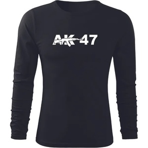 DRAGOWA fit-t Тениска с дълъг ръкав ak47, черна, 160 г/м2 (4532)