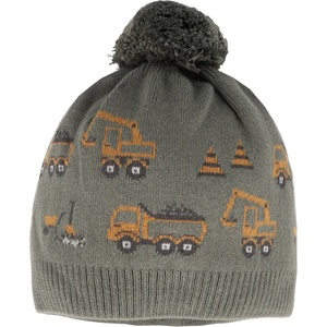 maximo Зимна шапка (beanie) maximo Boy's Jacquard Mütze m. Pompon Baufahrzeuge Beanie - Khaki Grey - размер 49-51 cm (904-7265-0111)
