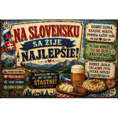 CAB Design - Metal Signs & Decor Plechová ceduľa Na Slovensku sa žije najlepšie!