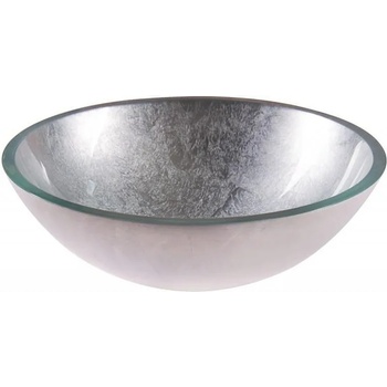 Image 1 of Inter Ceramic Мивка за баня ICG 042SILVER, монтаж върху плот, стъкло, сребро, 42x42x14см (042SILVER)