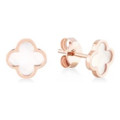 Lillian Vassago zlaté náušnice čtyřlístek s perletí LLV31-GER040 Růžová
