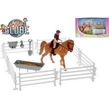 KIDS GLOBE koník s jezdkyní a překážkami HORSES 640073 1:24