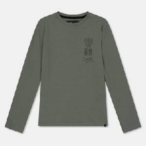 Farah Детска тениска Farah Unisex Kids Stackd Print Long Sleeve T-Shirt - Tweed Green