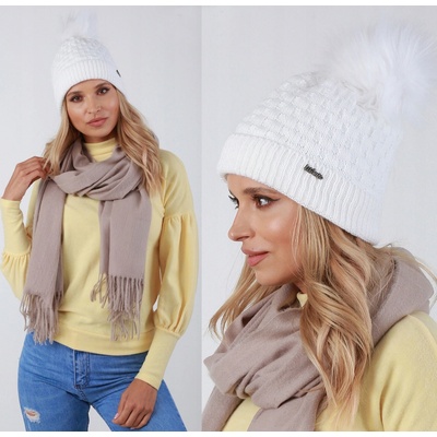 Fashionweek dámská zimní čepice s bambulí Jenot ZIZI-P15 bílá