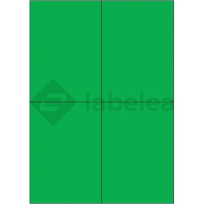 Labelea Samolepiace etikety 105x148 mm farebné papierové, na hárku A4, pre laserovú a atramentovú tlač, Farba etikiet Zelená, Počet hárkov v balení 100 EPY105148PG004S