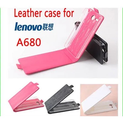 Lenovo A680 Флип Кожен Калъф и Скрийн Протектор