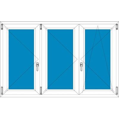 Ekosun Plastové okno Ekosun 7 Swisspacer Trojkřídlé bez středového sloupku 170x130 Ultimate Bílá - Tmavý dub