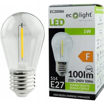 ECOLIGHT LED žiarovka E27 S14 1W 100lm teplá biela