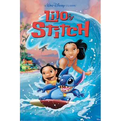 Plagát, Obraz - Lilo & Stitch - Wave Surf, 61 × 91.5 cm
