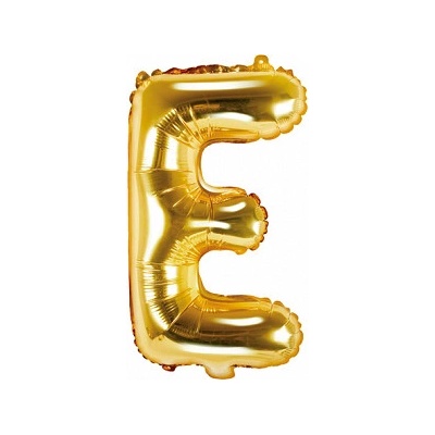 PartyDeco Fóliový balón Mini Písmeno E 35cm zlatý