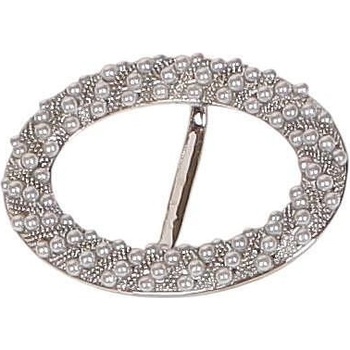 Сребрист аксесоар за шал и дрехи с декорация перли