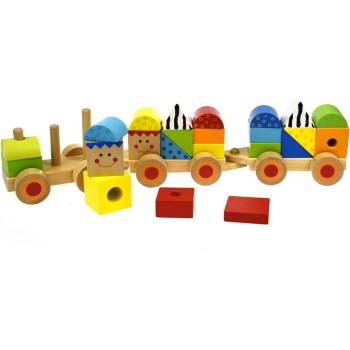 Tooky Toy Дървено влакче сортер tkb383