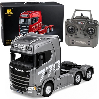 Huina Scania 1501 RC diaľkovo ovládaný ťahač 1:18 šedostrieborný RTR