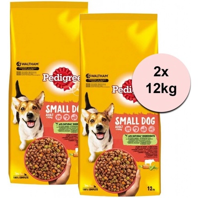 Pedigree Adult Mini hovädzie mäso a zelenina 2 x 12 kg