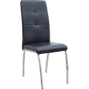 TopMebel Трапезен стол Alma TopMebel от PU кожа в черен цвят с метални хромирани крака 42x53x97cm