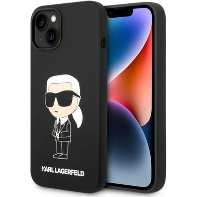 KARL LAGERFELD Кейс Karl Lagerfeld KLHCP14MSNIKBCK за iPhone 14 Plus 6.7", твърд, черен / черен, Silicone Ikonik (3666339086572)