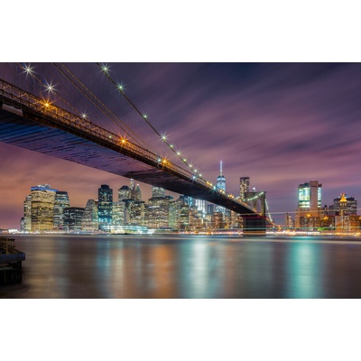 Plagát, Obraz - Brooklyn Bridge at Night, Michael Zheng, 40 × 26.7 cm