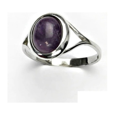 Čištín Zlatý prsten bílé i žluté zlato přírodní ametyst T 1453