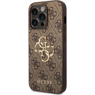 GUESS Гръб Guess PU 4G Metal Logo Case за iPhone 15 Pro - Кафяв (3666339171520)