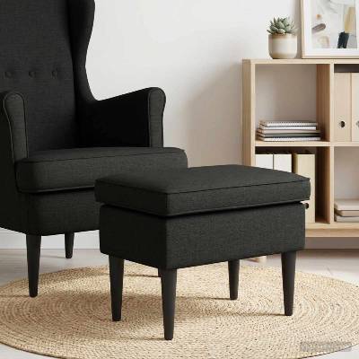 vidaXL Пуф за крака Черно 55 x 35 x 41 см Текстил (42029994)