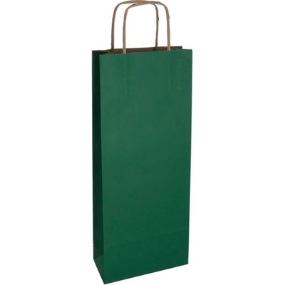 Papierová taška s krúteným uchom na víno 140x80x390 mm, modrá