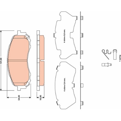 Sada brzdových platničiek kotúčovej brzdy TRW GDB3469