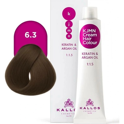 Kallos KJMN s keratinem a arganovým olejem 6.3 Dark Golden Blond Cream Hair Colour 1:1.5 100 ml