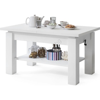 Mazzoni Разтегателна холна/трапезна маса с полица adonis бяла (mz0004)